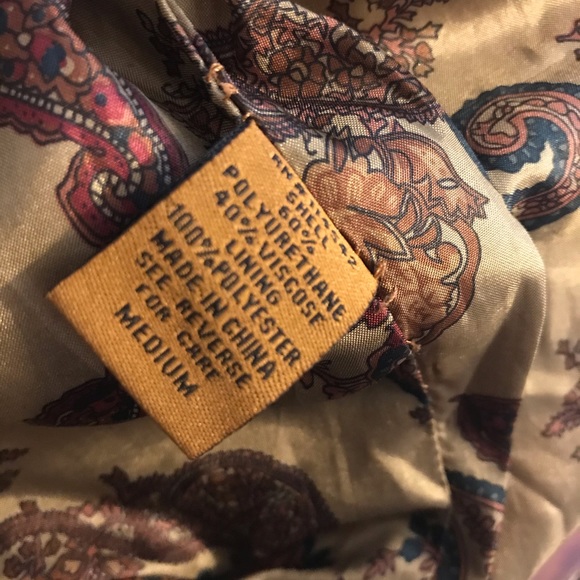 Camel Vegan Leather Jacket Ruffle Neck - Picture 4 of 8